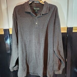 Hill & Archer Mens Medium Brown Long Sleeve Polo Shirt